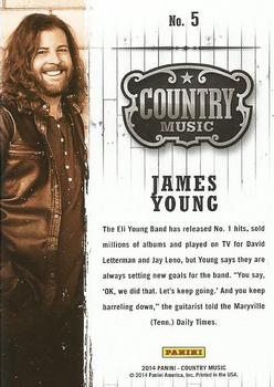 2014 Panini Country Music #5 James Young Back
