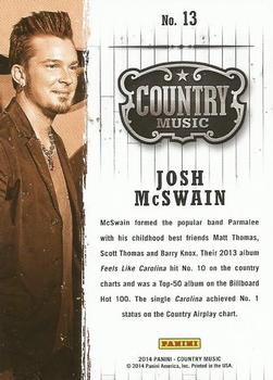 2014 Panini Country Music #13 Josh McSwain Back