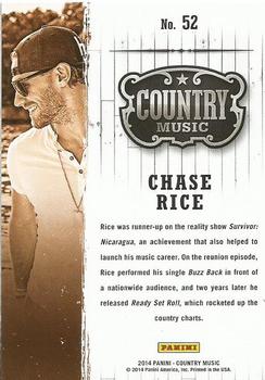 2014 Panini Country Music #52 Chase Rice Back