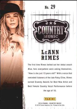 2014 Panini Country Music #29 LeAnn Rimes Back
