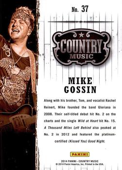 2014 Panini Country Music #37 Mike Gossin Back