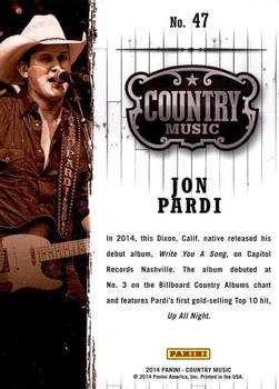 2014 Panini Country Music #47 Jon Pardi Back