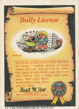1985 Topps Garbage Pail Kids Series 2 #72a Mad Max Back