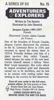 1973 Brooke Bond Adventurers and Explorers #15 Jacques Cartier Back