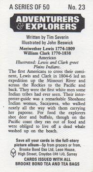 1973 Brooke Bond Adventurers and Explorers #23 Meriwether Lewis / William Clark Back