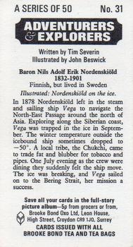 1973 Brooke Bond Adventurers and Explorers #31 Nils Adolf Erik Nordenskiöld Back