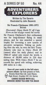1973 Brooke Bond Adventurers and Explorers #44 Sir Francis Chichester Back