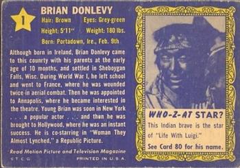 1953 Topps Who-Z-At Star? (R710-4) #1 Brian Donlevy Back