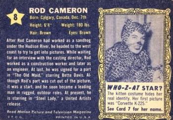 1953 Topps Who-Z-At Star? (R710-4) #8 Rod Cameron Back