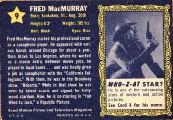 1953 Topps Who-Z-At Star? (R710-4) #9 Fred MacMurray Back