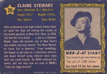 1953 Topps Who-Z-At Star? (R710-4) #20 Elaine Stewart Back