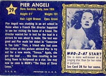 1953 Topps Who-Z-At Star? (R710-4) #29 Pier Angeli Back