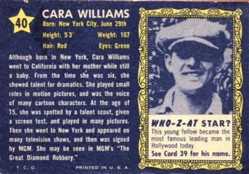 1953 Topps Who-Z-At Star? (R710-4) #40 Cara Williams Back