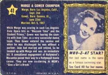 1953 Topps Who-Z-At Star? (R710-4) #41 Marge & Gower Champion Back