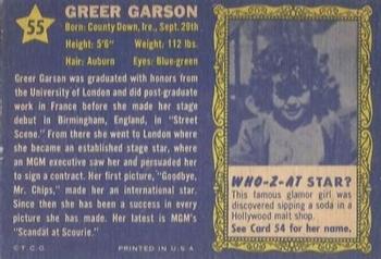 1953 Topps Who-Z-At Star? (R710-4) #55 Greer Garson Back
