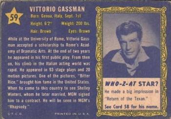 1953 Topps Who-Z-At Star? (R710-4) #59 Vittorio Gassman Back