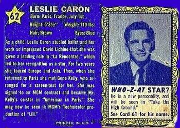 1953 Topps Who-Z-At Star? (R710-4) #62 Leslie Caron Back