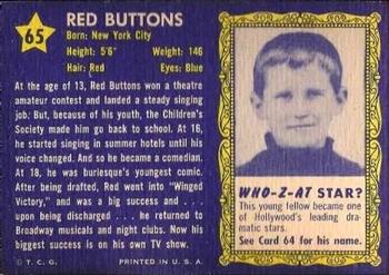 1953 Topps Who-Z-At Star? (R710-4) #65 Red Buttons Back
