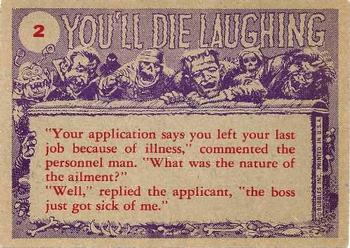 1959 Topps You'll Die Laughing #2 I'd like a pair of eye glasses please! Back