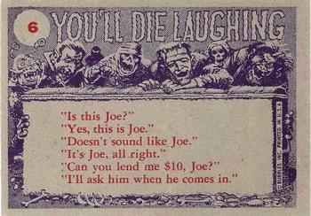 1959 Topps You'll Die Laughing #6 Doc, can I stop taking these reducing pills? Back
