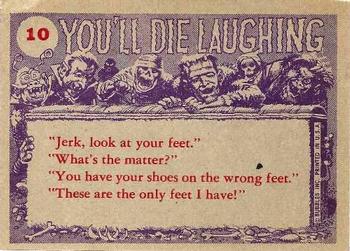 1959 Topps You'll Die Laughing #10 So you really think you've re-discovered the Jejyll and Hyde formula, eh, Twombley? Back