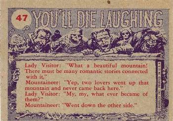 1959 Topps You'll Die Laughing #47 And wait till you see the view around the bend, dear. Back