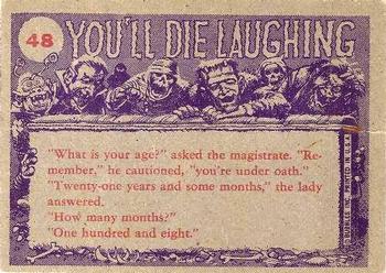 1959 Topps You'll Die Laughing #48 Waddaya mean, it's bad luck to walk under a ladder? Back