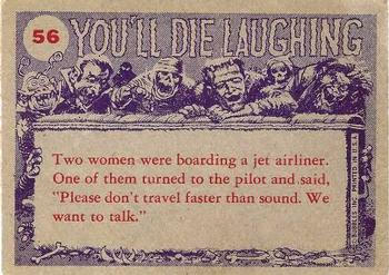 1959 Topps You'll Die Laughing #56 Do you believe in Humans? Back