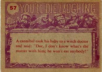 1959 Topps You'll Die Laughing #57 Would you wrap it as a gift, please!! Back