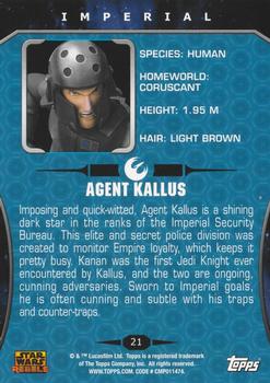 2015 Topps Star Wars Rebels #21 Agent Kallus Back