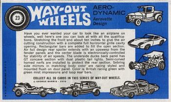 1970 Topps Way-Out Wheels #23 Aerodynamic Back
