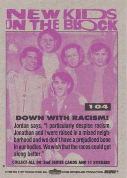 1990 Topps New Kids on the Block Series 2 #104 Down with Racism! Back