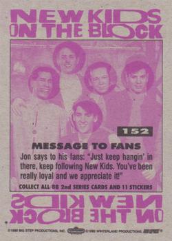 1990 Topps New Kids on the Block Series 2 #152 Message to Fans Back