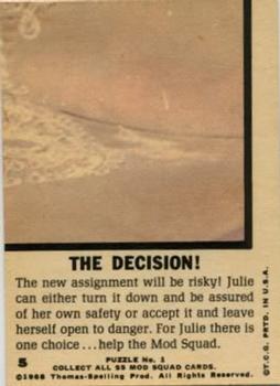 1969 Topps Mod Squad #5 The Decision! Back