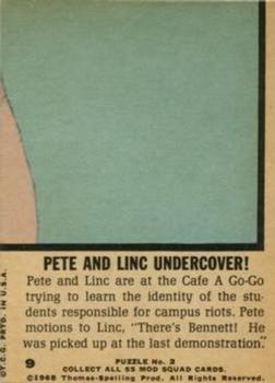 1969 Topps Mod Squad #9 Pete and Linc Undercover! Back