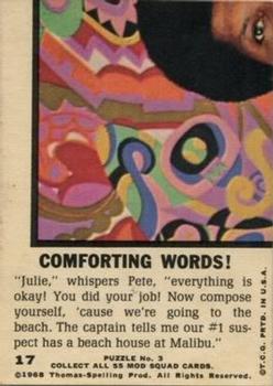 1969 Topps Mod Squad #17 Comforting Words! Back