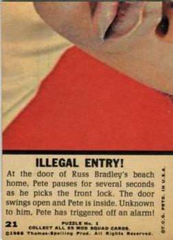 1969 Topps Mod Squad #21 Illegal Entry! Back