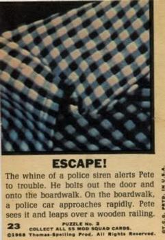 1969 Topps Mod Squad #23 Escape! Back