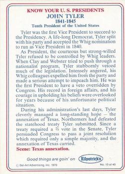 1976 Kilpatrick's Know Your U.S. Presidents #10 John Tyler Back