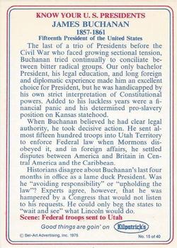 1976 Kilpatrick's Know Your U.S. Presidents #15 James Buchanan Back