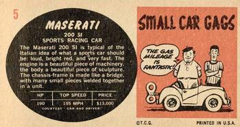 1961 Topps Sports Cars #5 Maserati 200 SI Back