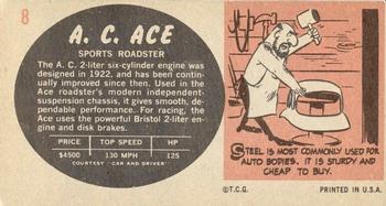 1961 Topps Sports Cars #8 A. C. Ace Back