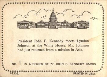 1964 Topps John F. Kennedy #1 Pres. Kennedy meets Lyndon Johnson Back