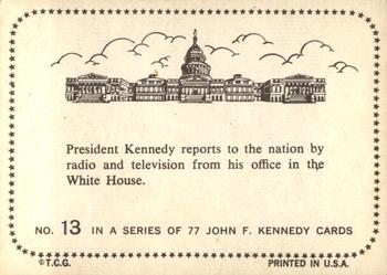 1964 Topps John F. Kennedy #13 Pres. Kennedy reports to the Nation Back