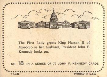 1964 Topps John F. Kennedy #18 First Lady greets King Hassan II of Morocco Back