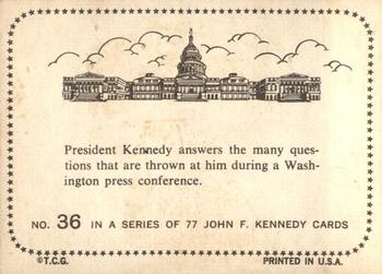 1964 Topps John F. Kennedy #36 Washington Press Conference Back