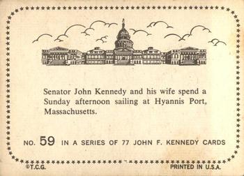 1964 Topps John F. Kennedy #59 Sen. & Mrs. Kennedy Sailing At Hyannis Port Back