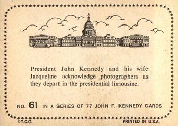 1964 Topps John F. Kennedy #61 Pres. And Mrs. Kennedy Back