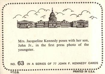 1964 Topps John F. Kennedy #63 Mrs. Kennedy Poses With Son John Jr. Back