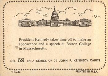 1964 Topps John F. Kennedy #69 Pres. Kennedy...speech at Boston College Back